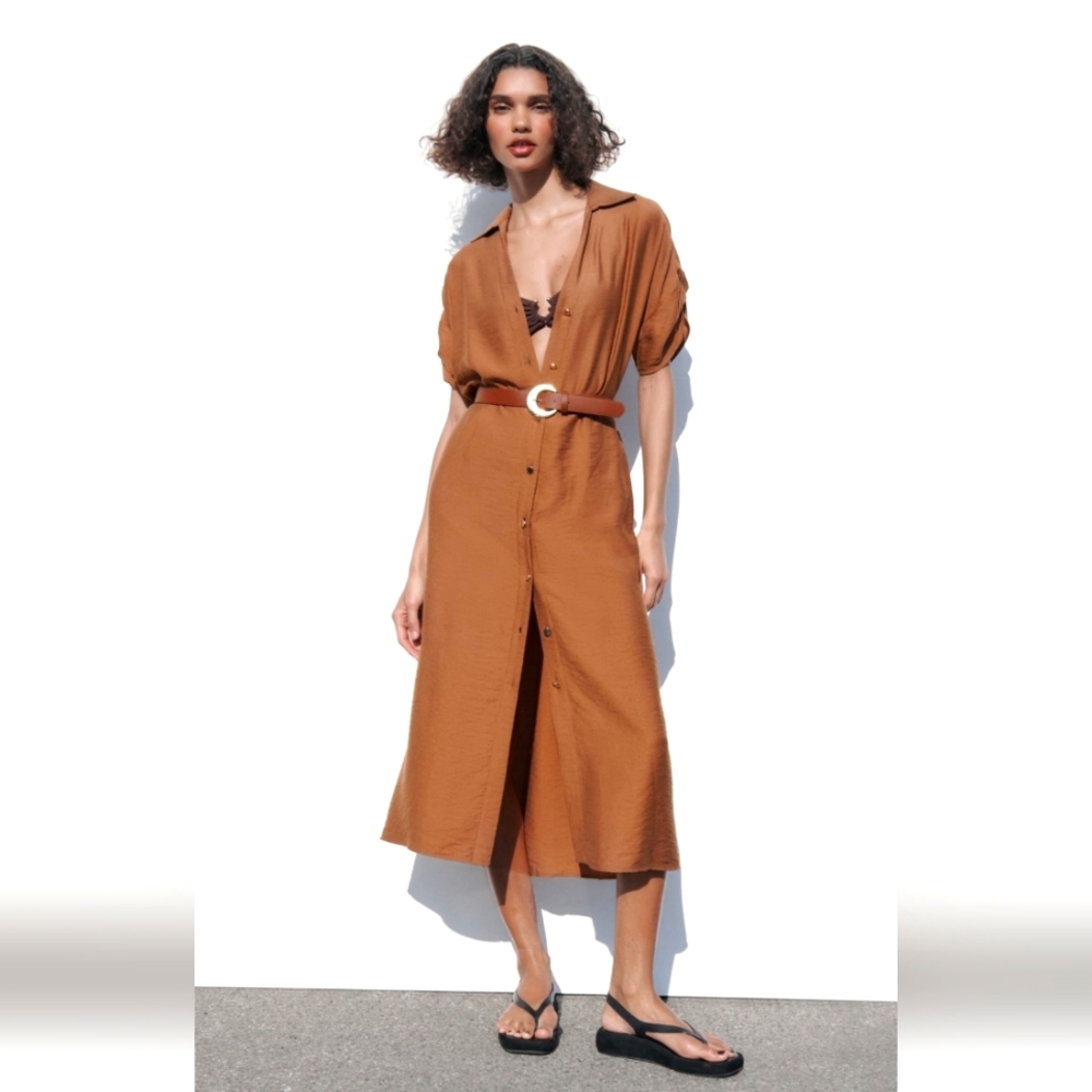 New Zara belted midi dress